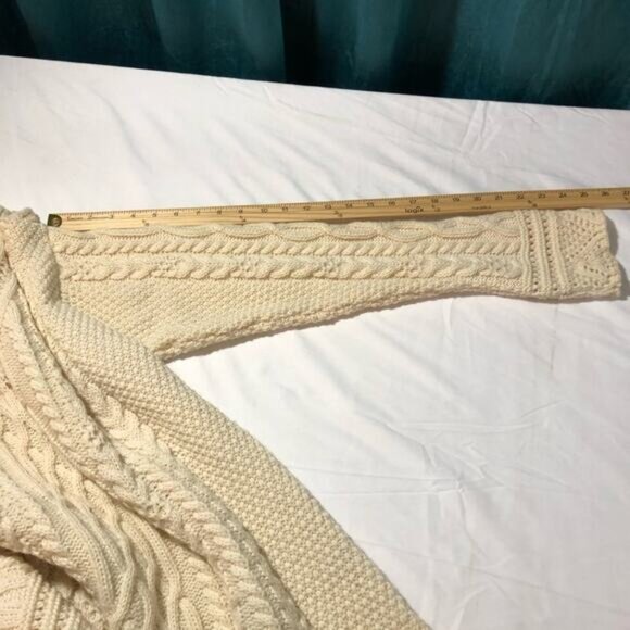 Irish Store womens XL merino wool fisherman cable knit sweater open knit detail - Picture 7 of 11